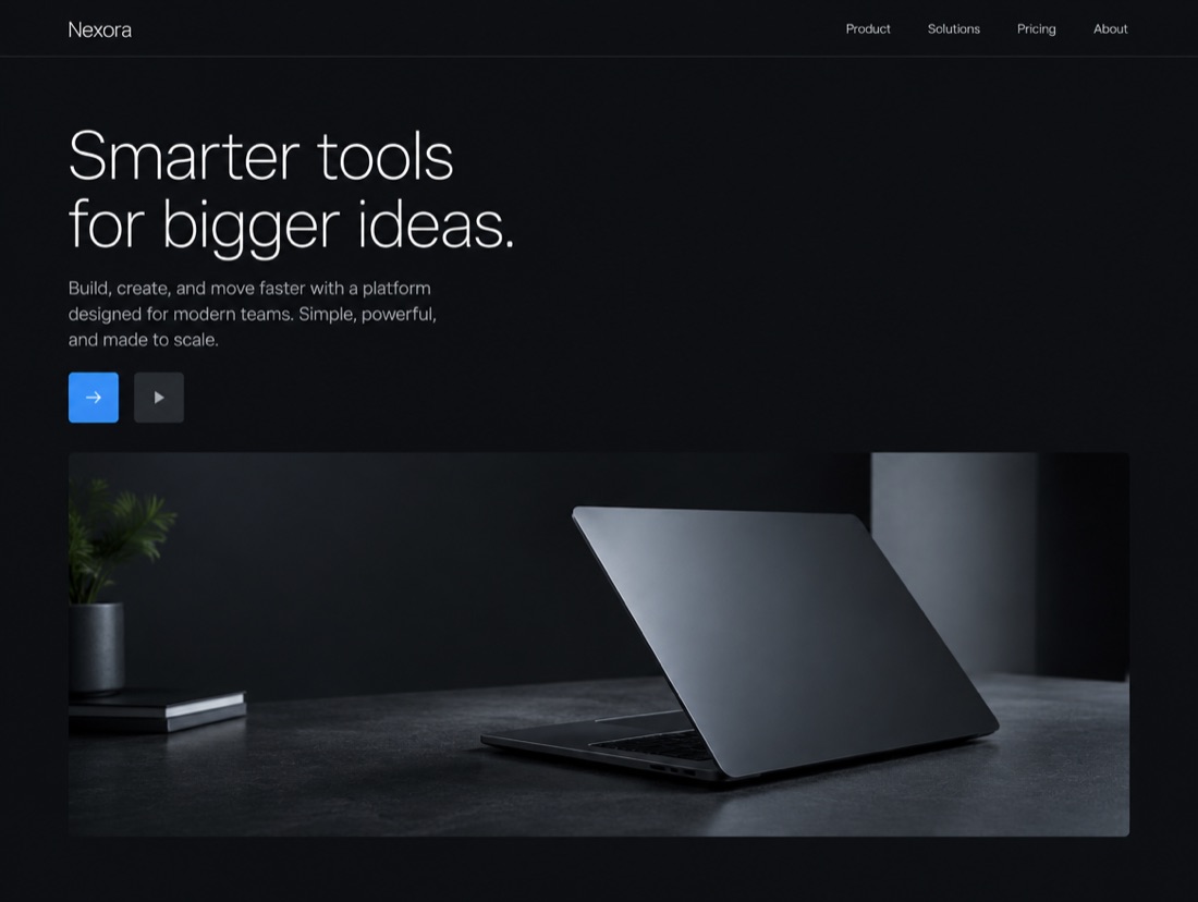 Dark marketing website homepage